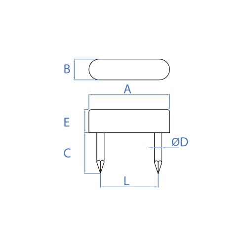 SV-C [CP] Puntas clavado. Soporte vitrina cuadrado 2 puntas