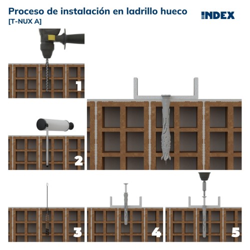 T-NUX A [CP] Taco de nylon universal de alto rendimiento. Cabeza avellanada. Huella TX. Zincado. Homologado ETE