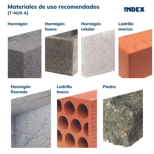 T-NUX A [CP] Taco de nylon universal de alto rendimiento. Cabeza avellanada. Huella TX. Zincado. Homologado ETE