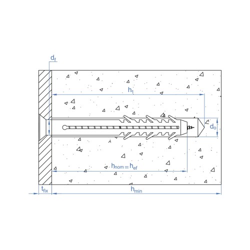 TC-6A [CP] Taco clavable poliamida 6.6. Taco de 6 alas con tornillo avellanado