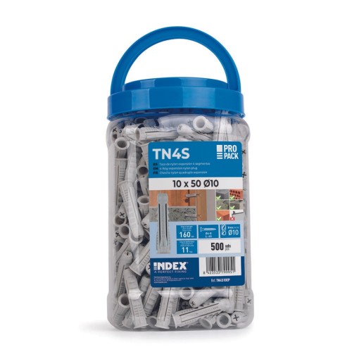 TN4S EP [CP] Taco de nylon anudable de 4 segmentos para todo tipo de materiales. Bote de plástico