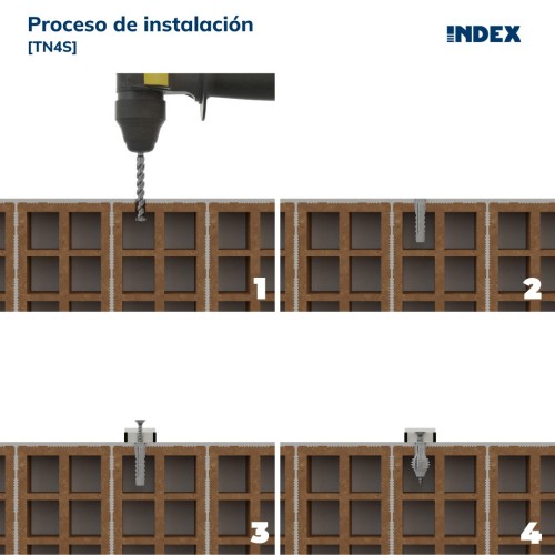 TN4S [CP] Taco de nylon anudable de 4 segmentos para todo tipo de materiales. Taco