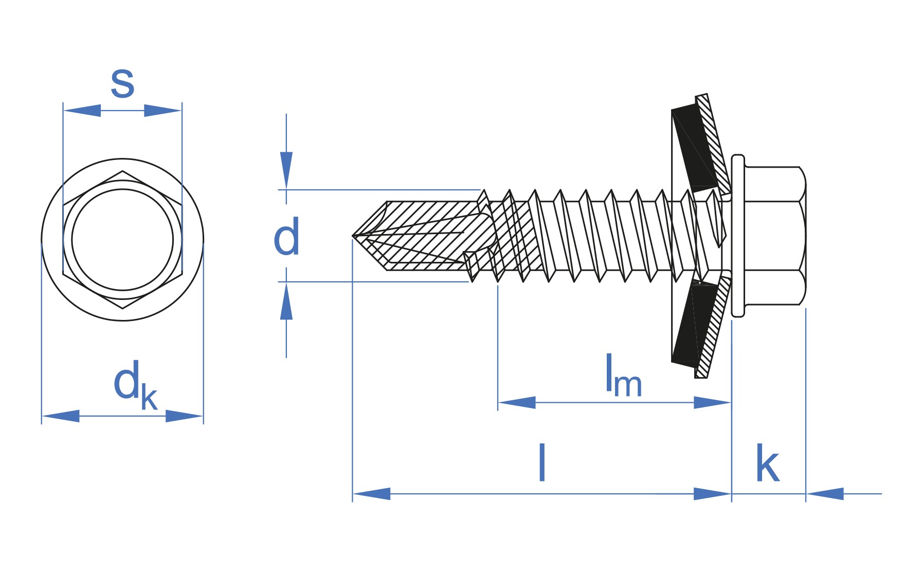 ABE BIMETAL + ARVUL A2 [CP] Tornillo autotaladrante inoxidable bimetal con cabeza hexagonal. Tornillo con arandela vulcanizada EPDM-inoxidable A2