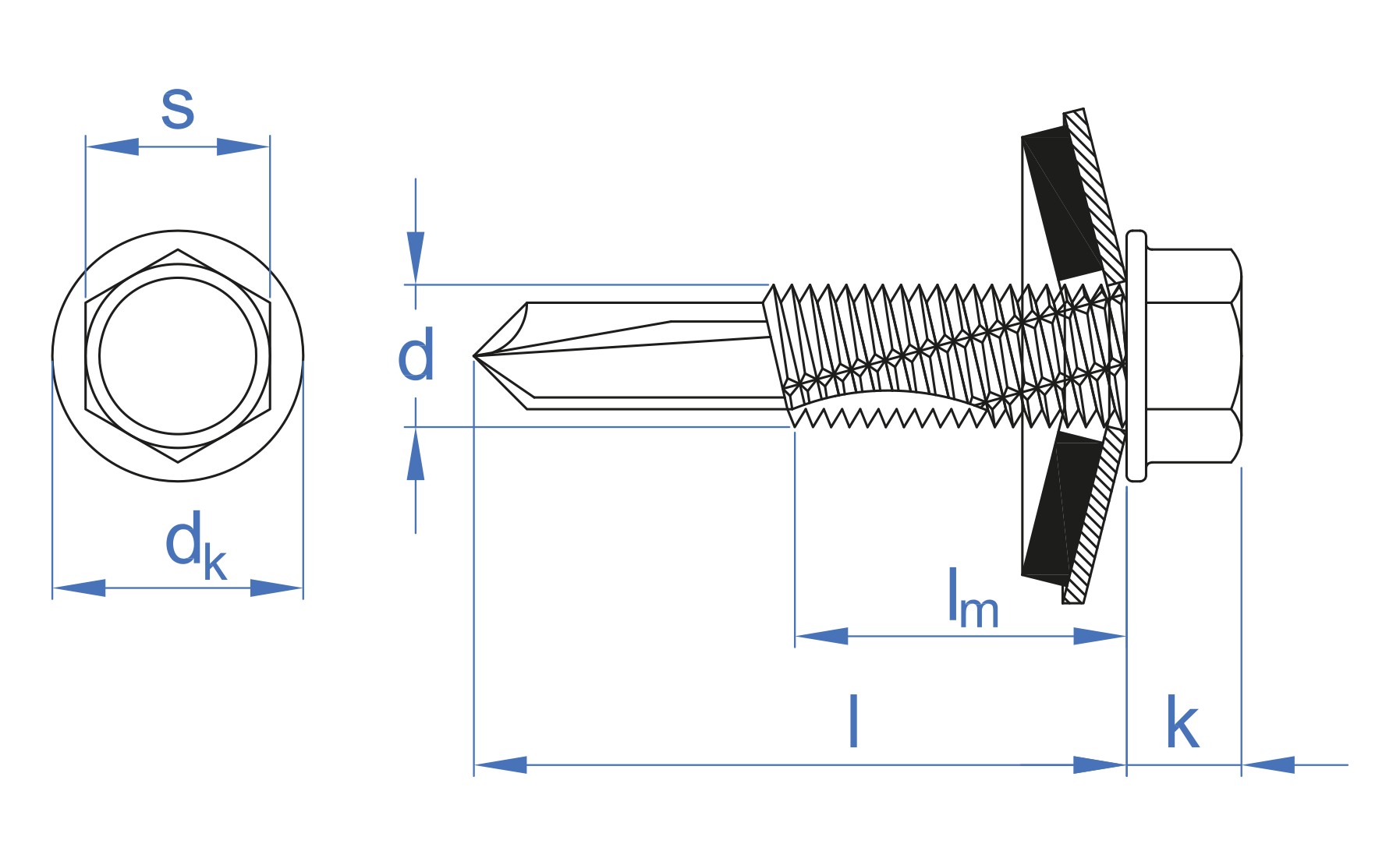 AUTO + ARVUL [CP] Tornillo para viga autotaladrante con cabeza hexagonal. Tornillo con arandela vulcanizada de acero-EPDM