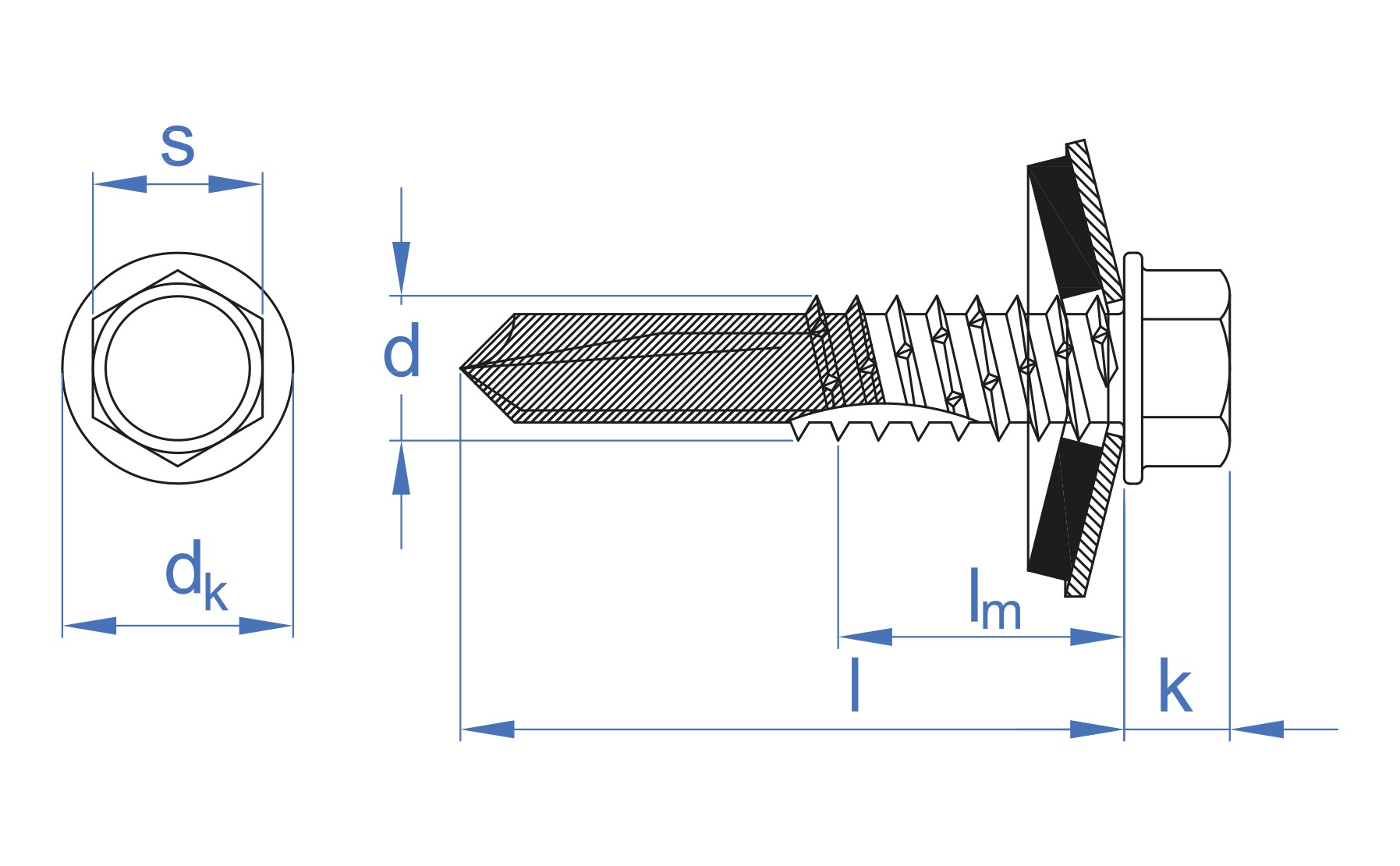 AUTO BIMETAL + ARVUL A2 [CP] Tornillo viga autotaladrante inoxidable bimetal con cabeza hexagonal. Tornillo con arandela vulcanizada EPDM-inoxidable A2