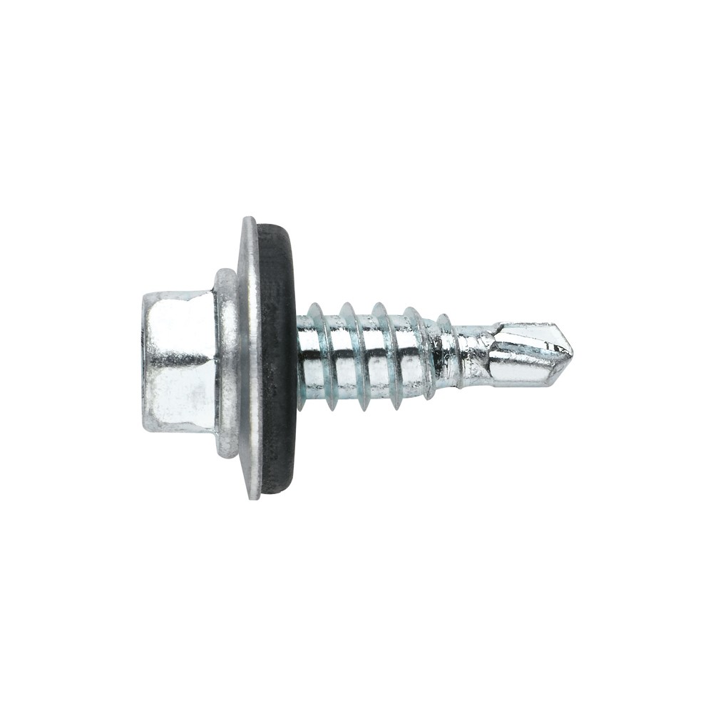 DIN-7504-K RE + ARVUL [CP] Tornillo autotaladrante de punta reducida y cabeza hexagonal de 8 mm. Tornillo con arandela vulcanizada de acero-EPDM