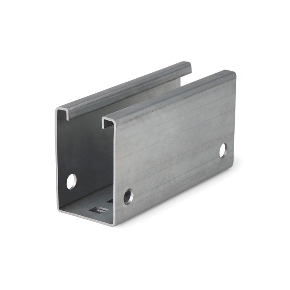 GP-VD [CP] Perfiles, uniones, guías y empalmes para estructura de apoyo. Guía perforada INDEXTRUT solar para fijación en valle discontinua. Acero Atlantis C4-M