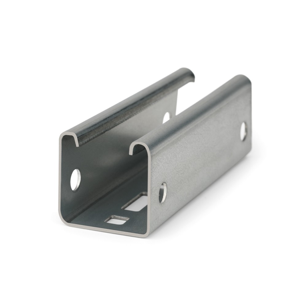 GP-XS [CP] Perfiles, uniones, guías y empalmes para estructura de apoyo. Guía perforada INDEXTRUT solar. Acero Atlantis C4-M