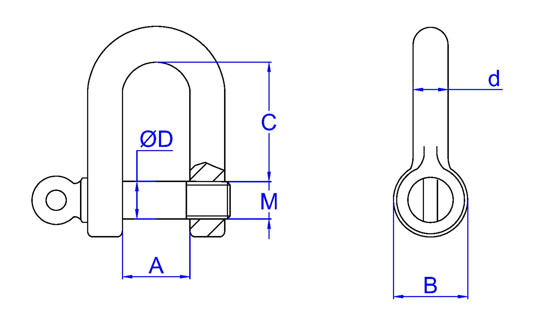 GR-Z [CP] Grillete recto. Zincado