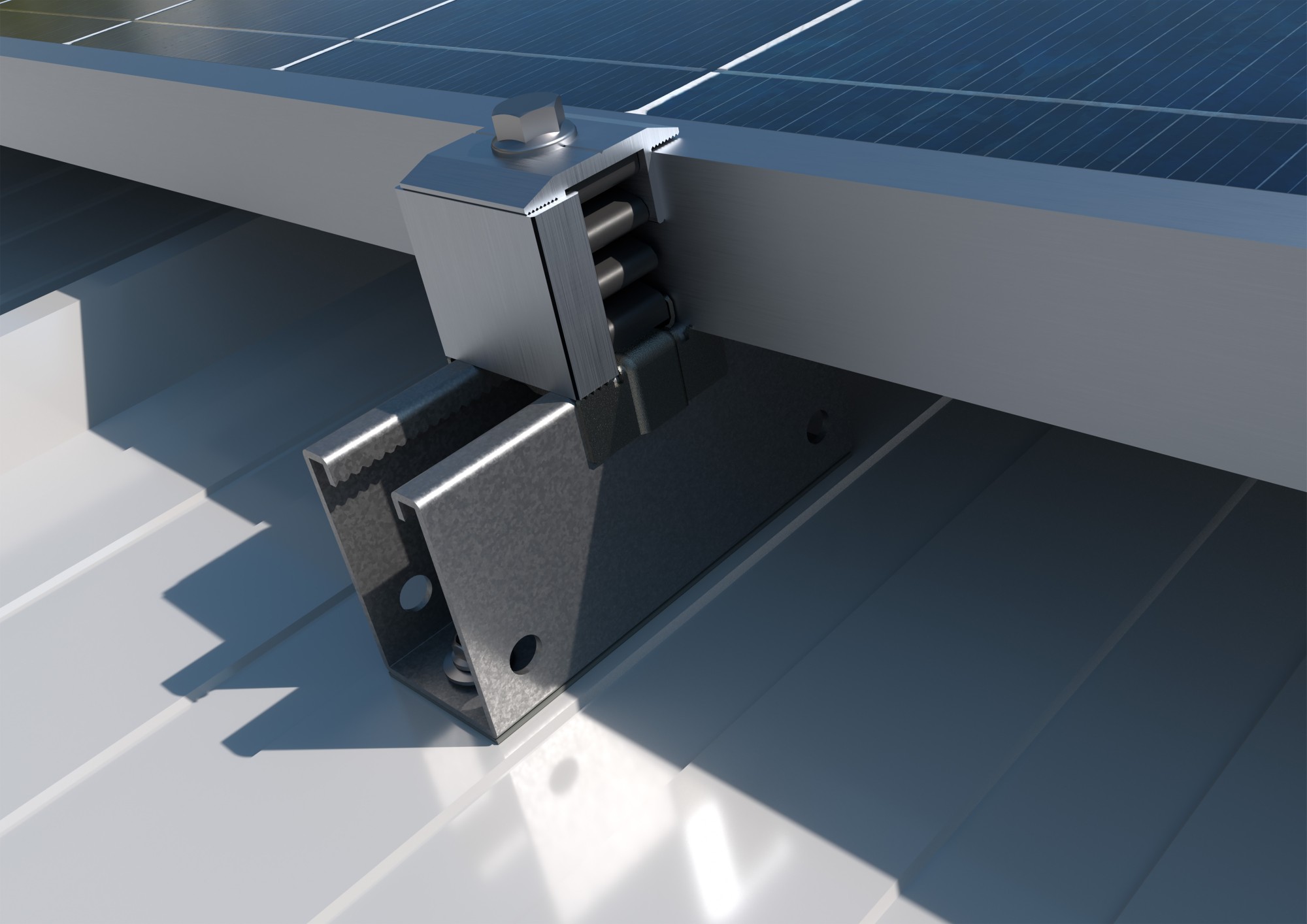 GP-VD [CP] Perfiles, uniones, guías y empalmes para estructura de apoyo. Guía perforada INDEXTRUT solar para fijación en valle discontinua. Acero Atlantis C4-M