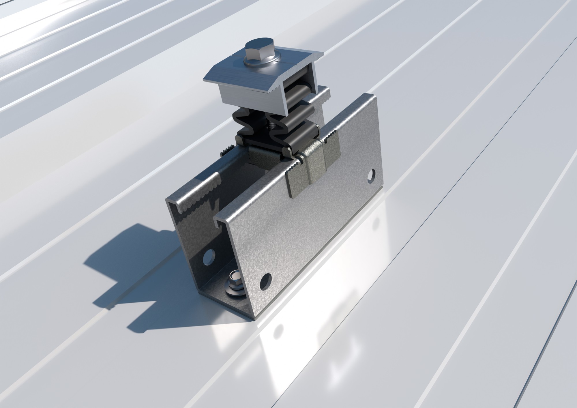 GP-VD [CP] Perfiles, uniones, guías y empalmes para estructura de apoyo. Guía perforada INDEXTRUT solar para fijación en valle discontinua. Acero Atlantis C4-M