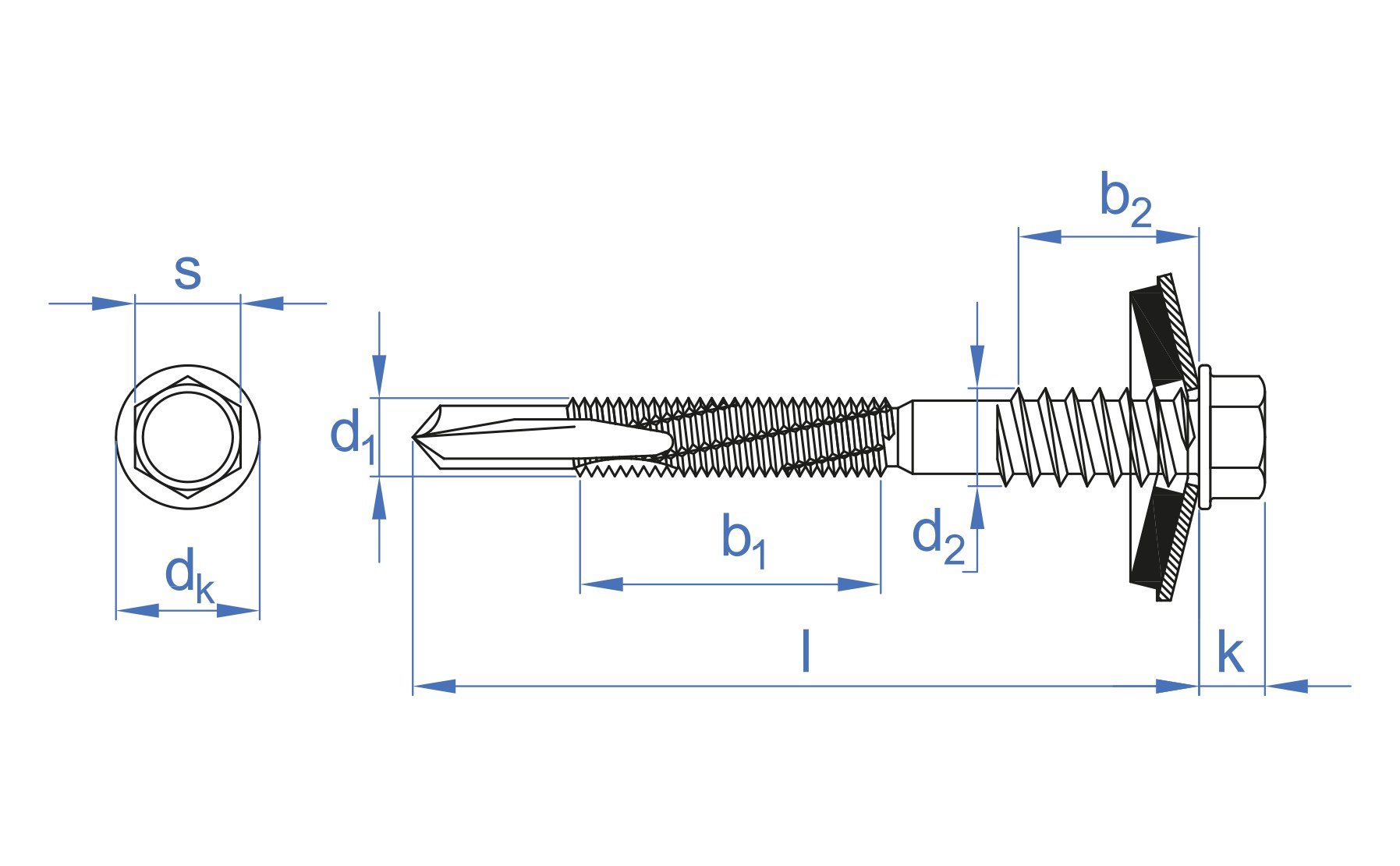 PST 3 + ARVUL A2 [CP] Accesorios de  fijación directa para la instalación de placas solares. Tornillo con punta broca estándar #3 con recubrimiento ATLANTIS C4-M y arandela inoxidable A2