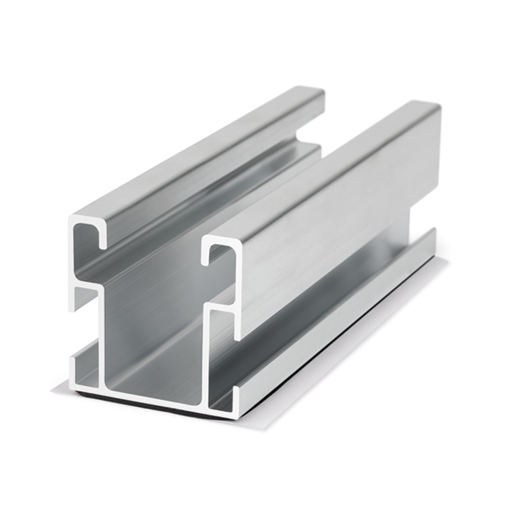 PSE-CB [CP] Perfiles, uniones, guías y empalmes para estructura de apoyo. Perfil de aluminio para fijación ensamblada lateral con cinta de estanqueidad de butileno