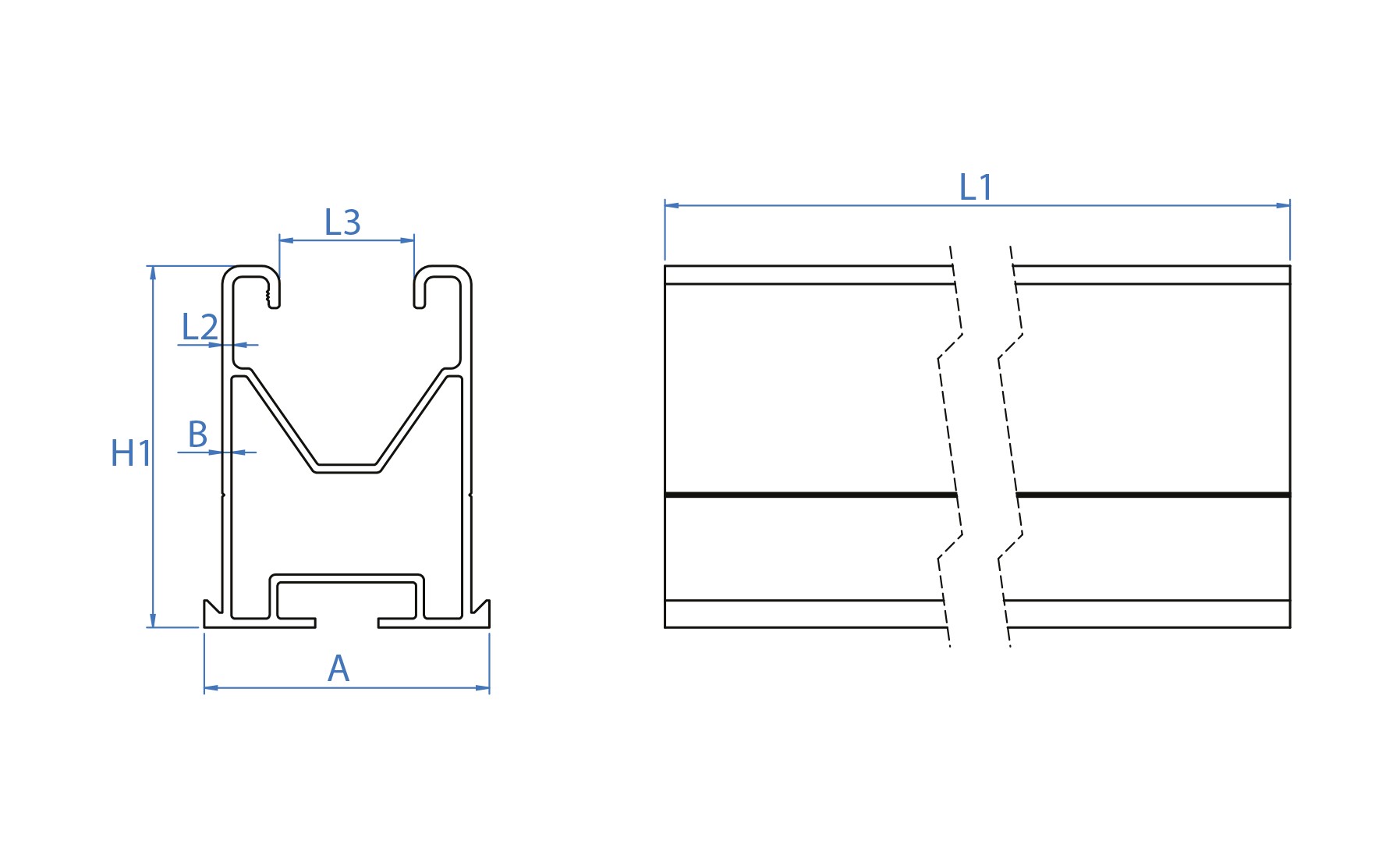 PSE-A [CP] Perfiles, uniones, guías y empalmes para estructura de apoyo. Perfil de aluminio para fijación ensamblada