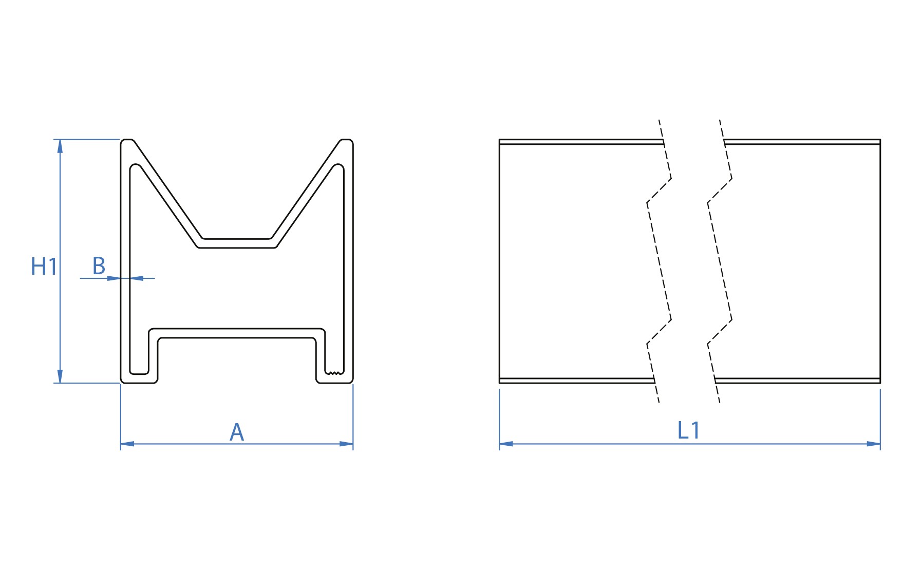 PSE-UNT [CP] Perfiles, uniones, guías y empalmes para estructura de apoyo. Unión de aluminio para perfil PSE-A con tornillo DIN-7504-K A2