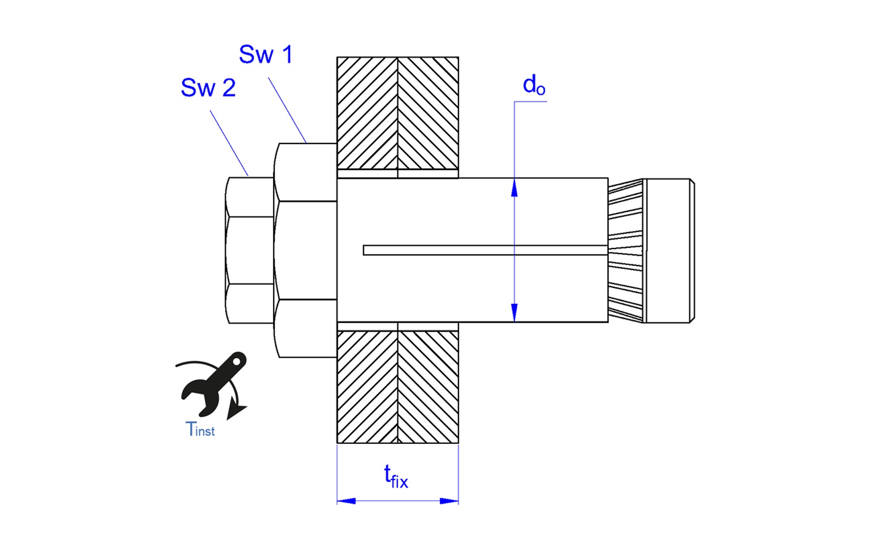 SBZ [CP] Anclaje de expansión para perfiles huecos STRUTBOLT. Zincado