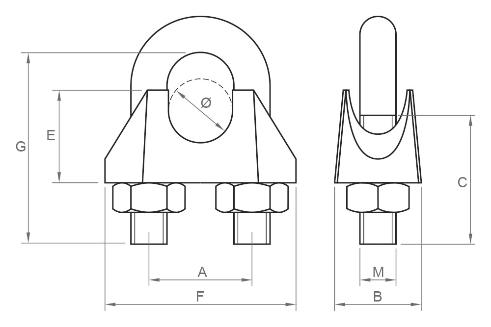 SJ-Z [CP] Sujetacable DIN 741. Zincado