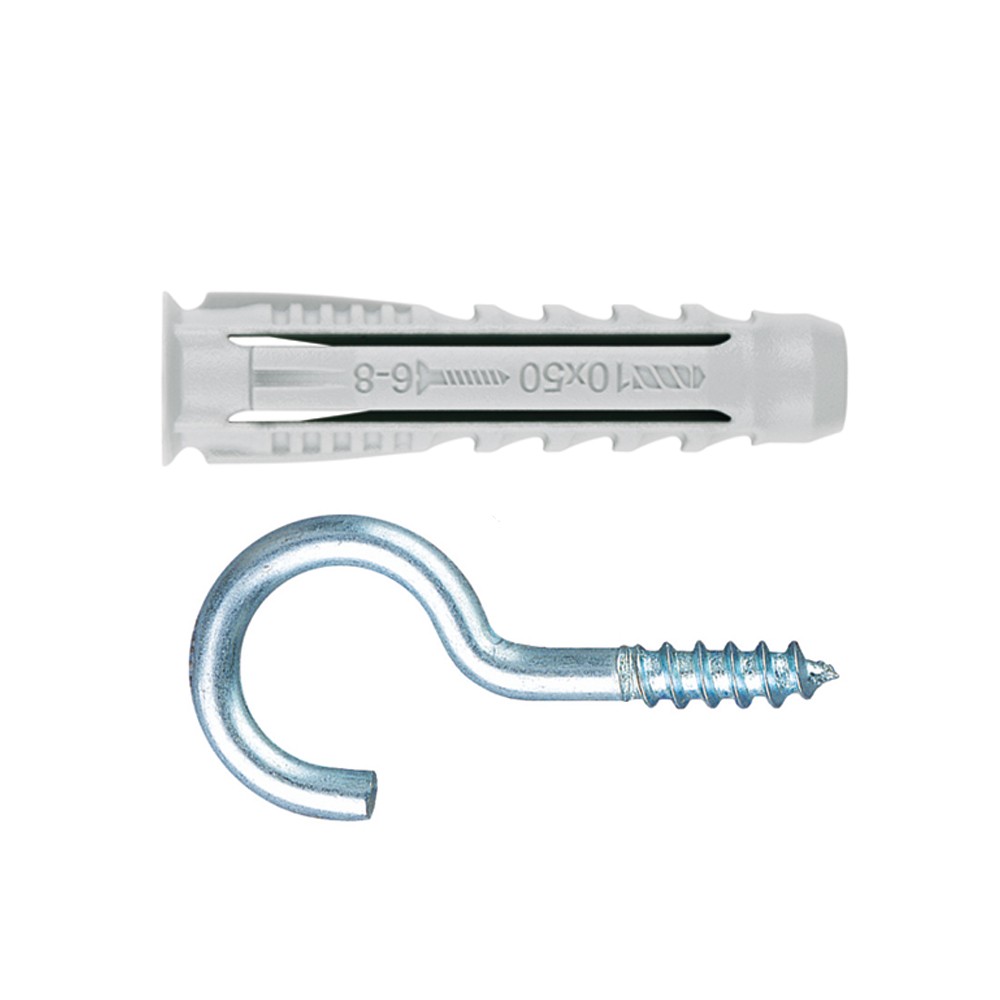 TN4S + AL-HA [BL] Taco de nylon anudable de 4 segmentos para todo tipo de materiales. Taco + hembrilla abierta