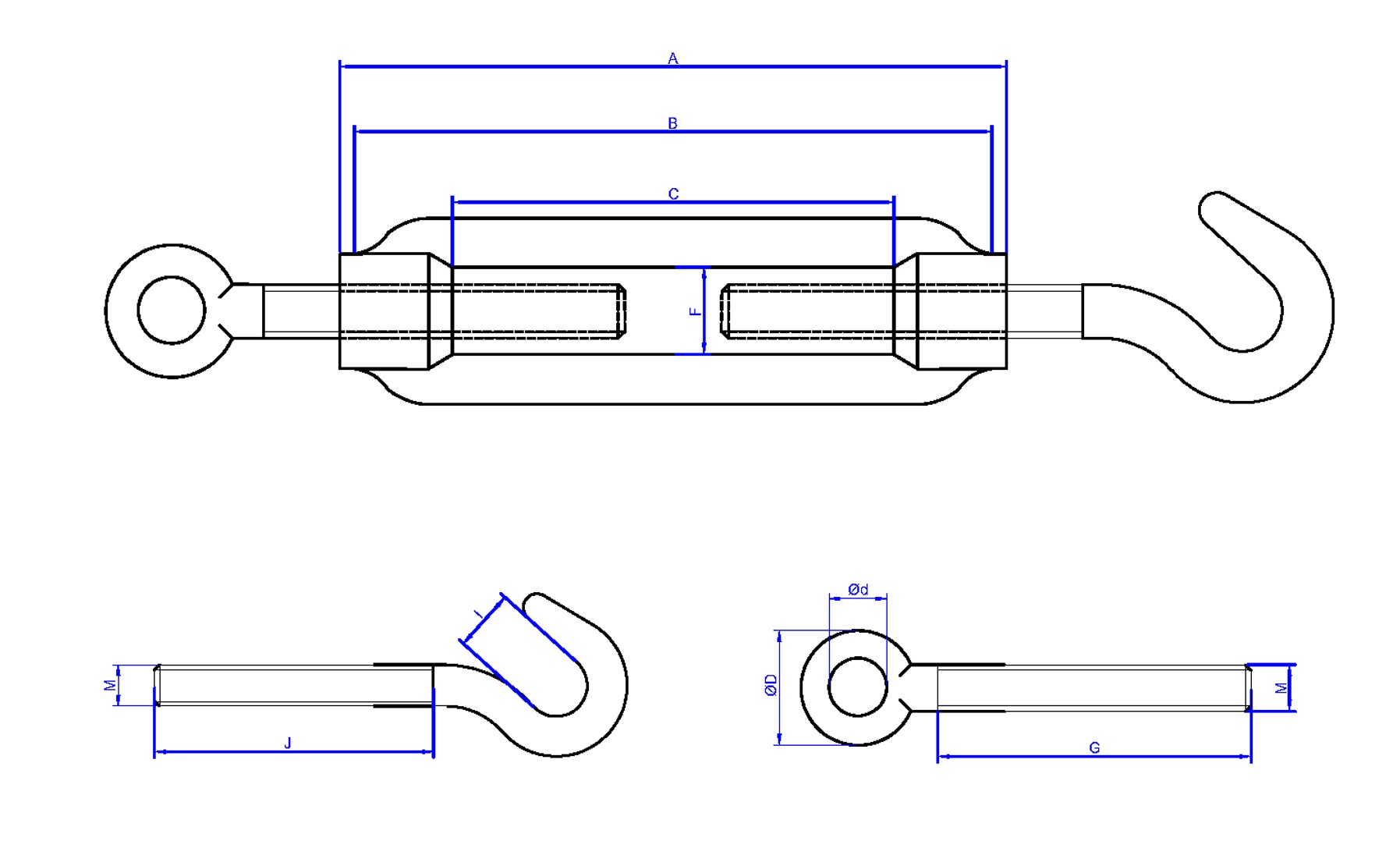 TS-GA [CP] Tensor gancho/anilla DIN-1480. Zincado