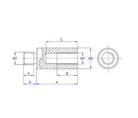 AB-PM7 [CP] Tirafondo abrazadera y grapa. Prolongador cilíndrico para abrazaderas M7