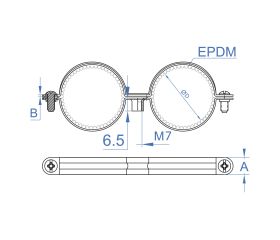 AB-7ID Z [CP] Abrazadera doble isofónica M7. Zincada. Zincada