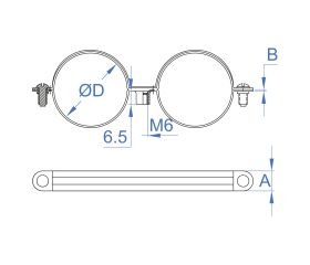 AB-D6 [CP] Abrazadera doble M6. Bicromatada