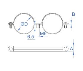 AB-D6 Z [CP] Abrazadera doble M6. Zincada