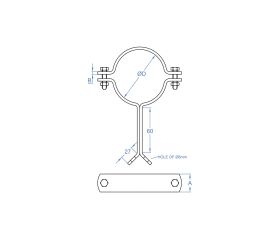 AB-DE Z [CP] Abrazadera desagüe de empotrar. Zincada