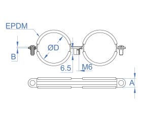 AB-DI [CP] Abrazadera doble isofónica M6. Abrazadera M6. Bicromatada