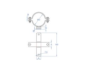 AB-DP G [CP] Abrazadera desagüe con pie. Recubrimiento ATLANTIS C2-L