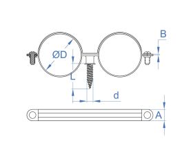 AB-GD [CP] Abrazadera gásmica negra doble M6 con tirafondo