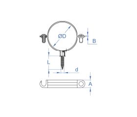 AB-GS [CP] Abrazadera gásmica negra M6 con tirafondo