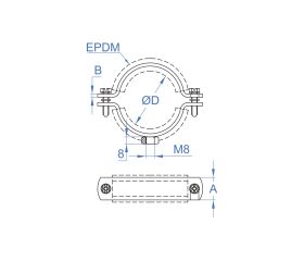 AB-IA [CP] Abrazadera reforzada isofónica M8 abierta