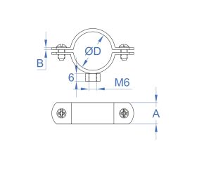 AB-M6 A2 [CP] Abrazadera M6. Inoxidable A2