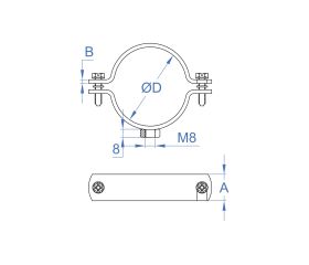 AB-RA [CP] Abrazadera reforzada M8 abierta