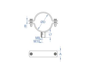 AB-RE A2 [CP] Abrazadera reforzada M8 + M10. Inoxidable A2
