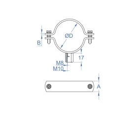 AB-RE A4 [CP] Abrazadera reforzada M8 + M10. Inoxidable A4