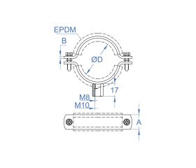 AB-RI A2 [CP] Abrazadera isofónica reforzada M8 + M10. Inoxidable A2