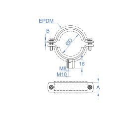 AB-RI [CP] Abrazadera isofónica reforzada M8 + M10. Zincada
