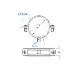 AB-RI DES [CP] Abrazadera isofónica reforzada deslizante M8+M10. Zincada