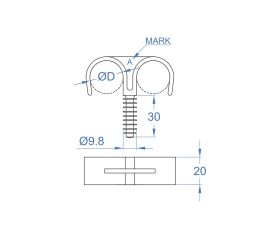 AB-TD [CP] Taco para fijación de tubo INDEXring. Doble