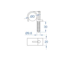 AB-TS [CP] Taco para fijación de tubo INDEXring. Simple