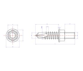 ABE-RM [CP] Tornillo punta broca con rosca macho y accesorios. Tornillo punta broca. Rosca macho