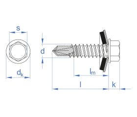ABE BIMETAL + ARVUL A2 [CP] Tornillo autotaladrante inoxidable bimetal con cabeza hexagonal. Tornillo con arandela vulcanizada EPDM-inoxidable A2