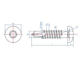 DIN-7504-N HT [CP] Tornillo autotaladrante de cabeza alomada. Zincado. Huella TX/OXBIT