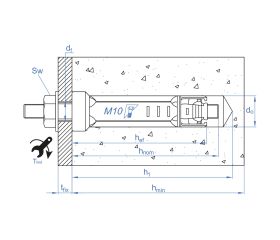 AC-ES [CP] Anclaje de acero con aletas para cargas altas. Espárrago