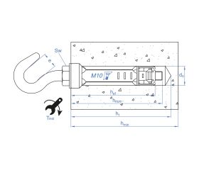 AC-GA [CP] Anclaje de acero con aletas para cargas altas. Gancho