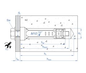 AC-TO [CP] Anclaje de acero con aletas para cargas altas. Tornillo 6.8
