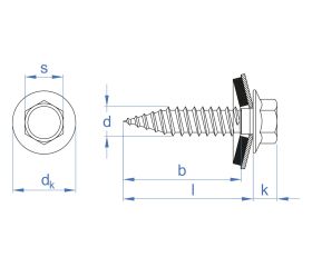 AUE + ARVUL [CP] Tornillo rosca chapa con cabeza hexagonal. Tornillo con arandela vulcanizada de acero-EPDM