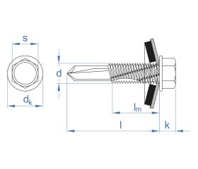 AUTO + ARVUL [CP] Tornillo para viga autotaladrante con cabeza hexagonal. Tornillo con arandela vulcanizada de acero-EPDM
